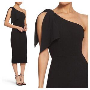 NEW Dress The Population Size S Tiffany One-Shoulder Midi Dress Black NWT $198